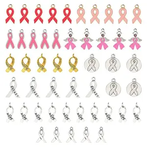 Awareness Ribbon Theme 50Pcs 9 Style Alloy Enamel Pendants & Awareness Ribbon Theme
