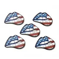 American Flag Theme Single Face Printed Aspen Wood Big Pendants