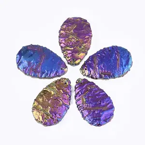 Electroplated Natural Dragon Blood Jasper Pendants