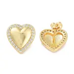 Heart Brass Micro Pave Cubic Zirconia Earrings for Women