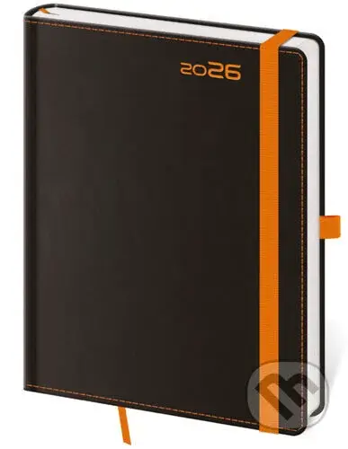 Týdenní diář 2026 A5 Black Orange s poutkem