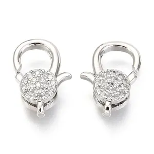 Brass Micro Pave Cubic Zirconia Lobster Claw Clasp