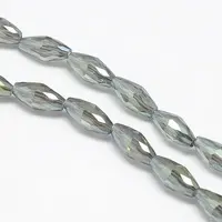 Electroplate Crystal Glass Rice Beads Strands