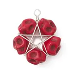 Halloween Dyed Synthetic Turquoise Skull Beaded Pendants