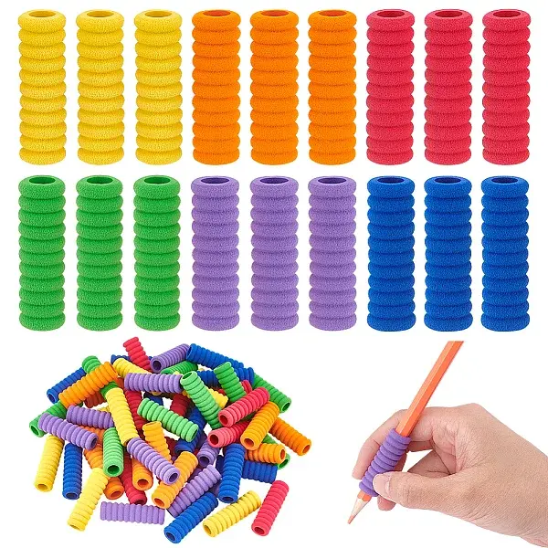60Pcs 6 Colors Plastic Pencil Grips for Kids