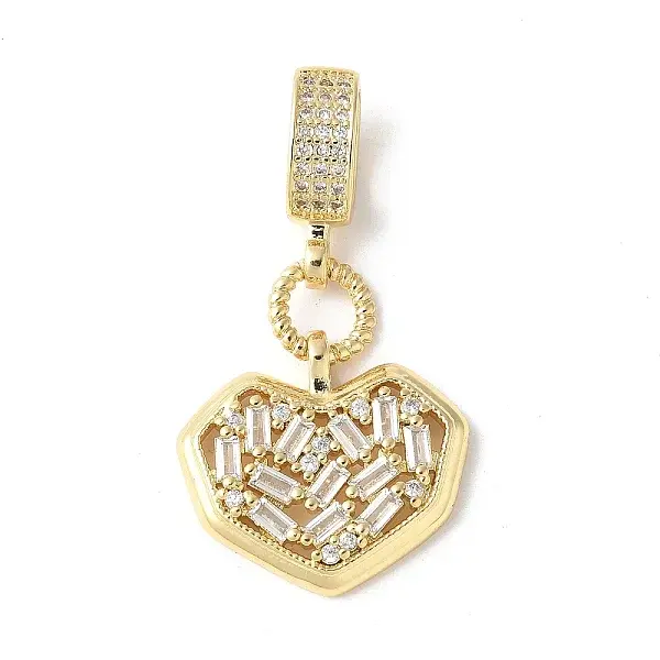 Brass Micro Pave Cubic Zirconia European Dangle Charms