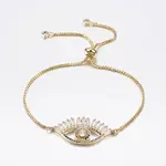 Adjustable Brass Micro Pave Cubic Zirconia Bolo Bracelets