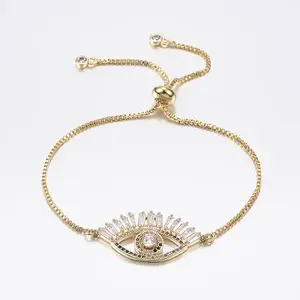 Adjustable Brass Micro Pave Cubic Zirconia Bolo Bracelets