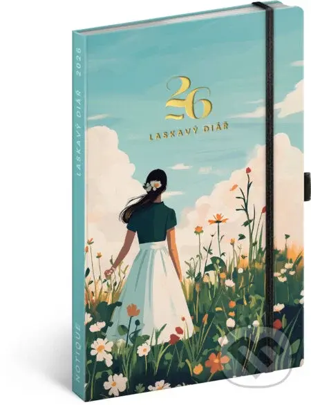 NOTIQUE Týdenní Laskavý diář 2026 (týdenní verso diář s gumičkou na uzavření a poutkem na tužku)