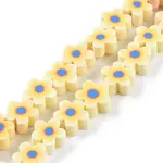 Handmade Flower Printed Polymer Clay Beads Strands