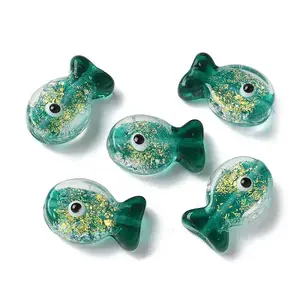 Handmade Foil Lampwork Fish Beads
