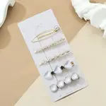 5Pcs Iron Alloy with Plastic Pear Alligator Hair Clips & Hair Bobby Pins