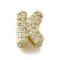Brass Micro Pave Cubic Zirconia Letter Multi-Strand Links