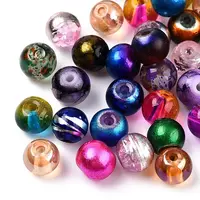 Mixed Style & Mixed Color Round Spray Painted Glass Beads