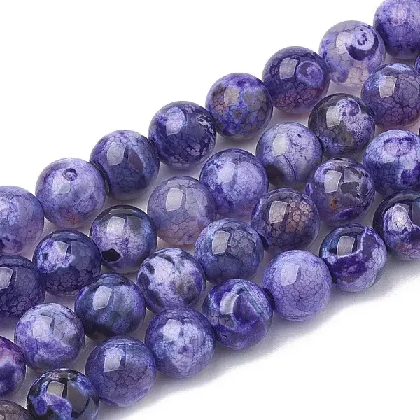 Natural Fire Crackle Agate Beads Strands