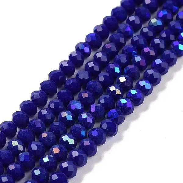 Electroplate Opaque Solid Color Glass Beads Strands