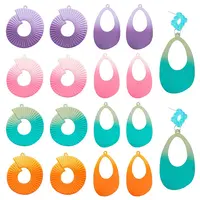 16Pcs 8 Style Spray Painted Iron Big Pendants