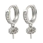 Brass Micro Pave Clear Cubic Zirconia Hoop Earring Findings