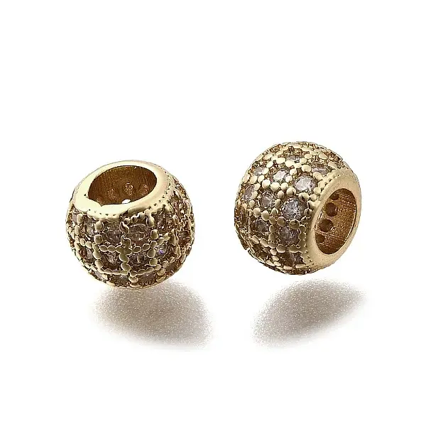 Brass Micro Pave Cubic Zirconia Beads