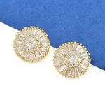 Brass Micro Pave Clear Cubic Zirconia Stud Earrings
