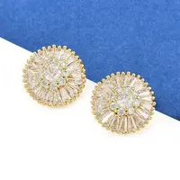 Brass Micro Pave Clear Cubic Zirconia Stud Earrings