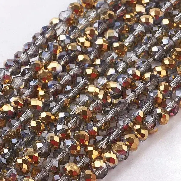 Electroplate Glass Faceted Rondelle Beads Strands