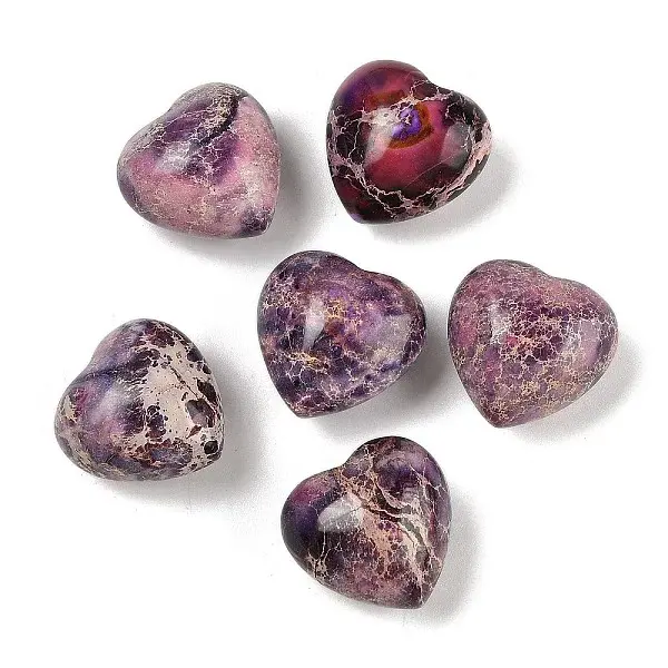 Dyed Natural Imperial Jasper Heart Palm Stone