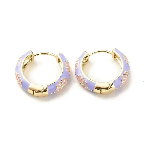 Daisy Flower Enamel Hoop Earrings