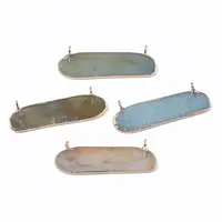 Edge Golden Plated Natural Flower Amazonite Pendants
