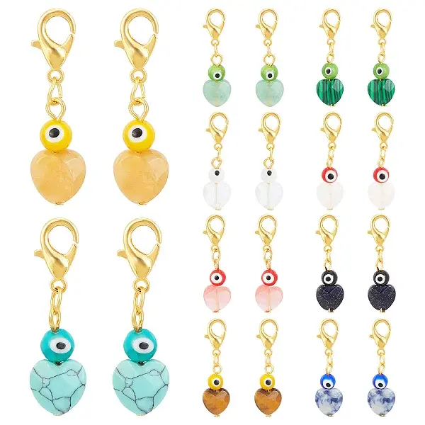 20Pcs 10 Colors Natural Gemstone Pendant Decoration