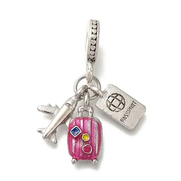 Rack Plating Alloy Hot Pink Enamel European Dangle Charms