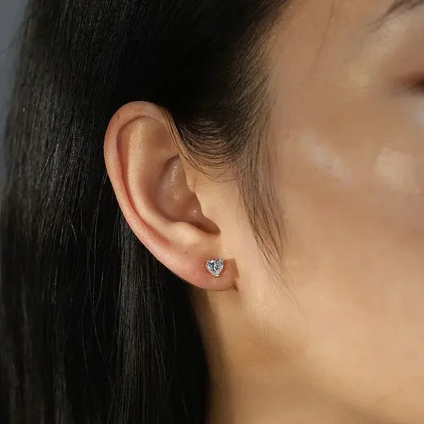 925 Sterling Silver Micro Pave Clear Cubic Zirconia Stud Earrings