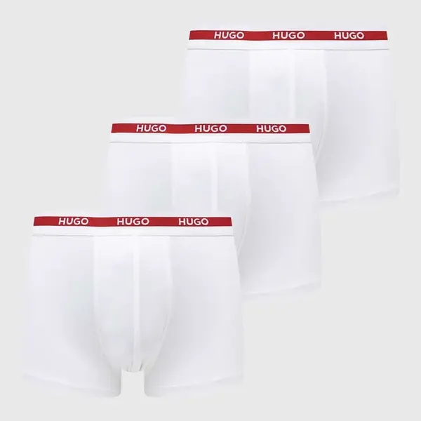 Boxerky HUGO 3-pak pánske, biela farba, 50492375