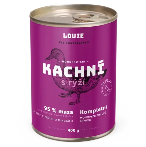 LOUIE Kachní s rýží konzerva pro psy 400 g