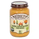 RUDOLFS Bio cuketa, dýně, brambory s kuřecím masem 6m+ 190 g