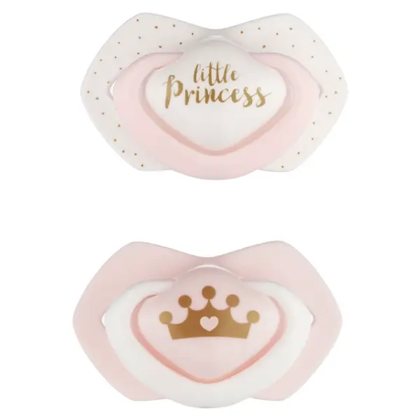 CANPOL BABIES Set symetrických silikonových dudlíků 6-18m ROYAL BABY růžový 2 ks