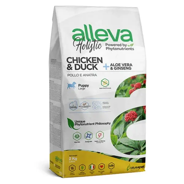 ALLEVA Holistic Puppy/Junior Maxi Chicken&Duck granule pro štěňata 2 kg