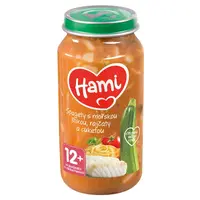 HAMI Špagety s mořskou štikou rajčaty a cuketou 12m+ 250 g