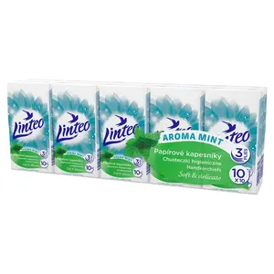 LINTEO Papírové kapesníky 3-vrstvé vůně máty 10x10 ks