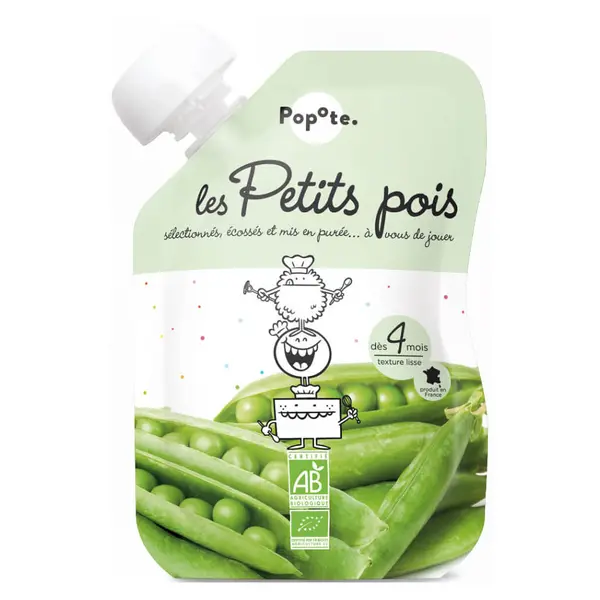POPOTE Zeleninová kapsička hrášek od 4.měsíce BIO 120 g
