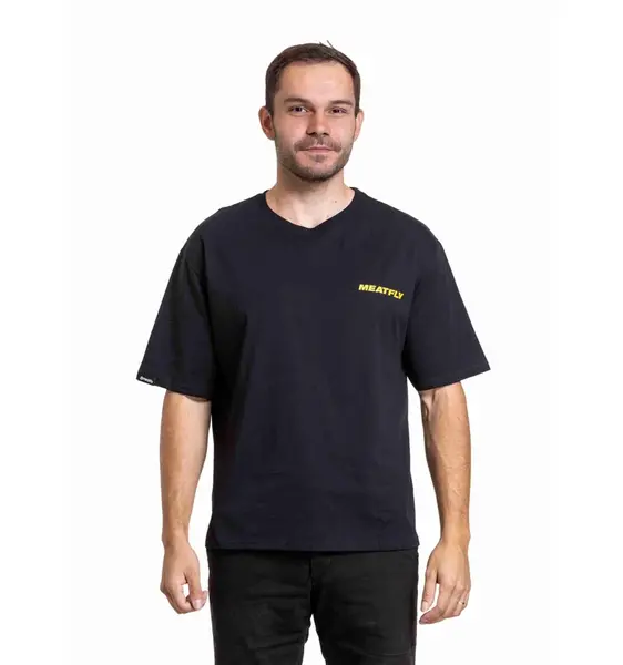 Meatfly unisex tričko T-Cat Black | Černá | Velikost M/L | 100% bavlna