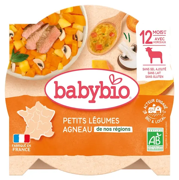 BABYBIO Denní menu Dušená zelenina s jehněčím masem 230 g