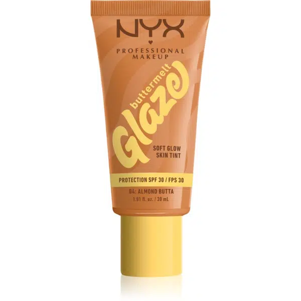 NYX Professional Makeup Buttermelt Glaze rozjasňující tónovací fluid SPF 30 odstín 04 Almond Butta 30 ml