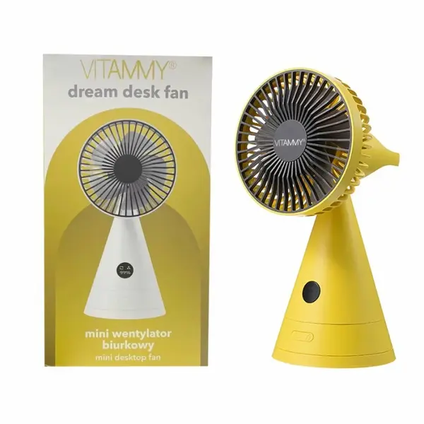 VITAMMY Dream desk fan, USB mini stolný ventilátor, žltý TOW016966