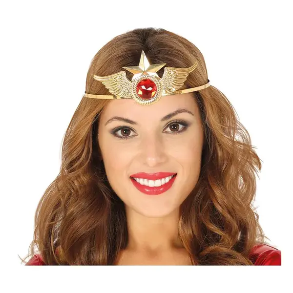 Guirca Čelenka Supehrdinky zlatá s červeným kamienkom