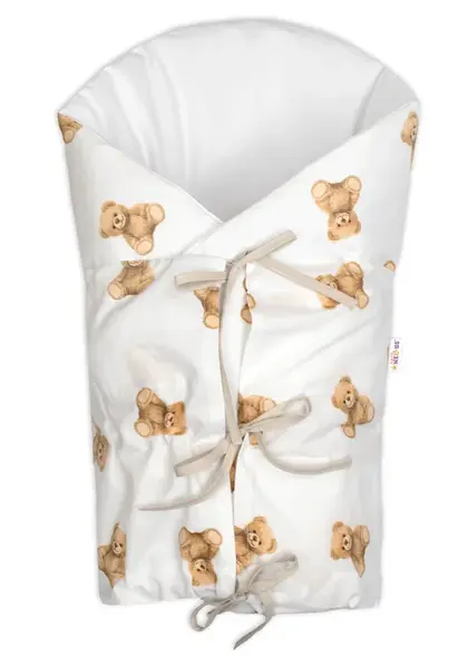 Klasická retro zavinovačka šnurovacia s výplňou, Míša - biela s potlačou