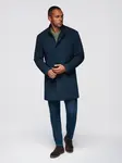 Ombre Men's tailored structured coat with high collar - navy blue