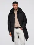Ombre Men's long quilted winter jacket with hood - black