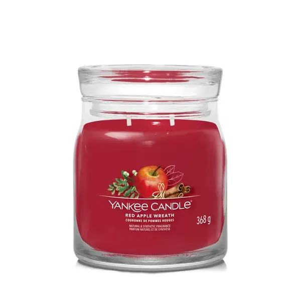 YANKEE CANDLE Signature Vonná sviečka stredná 2 knôty Red Apple Wreath 368 g