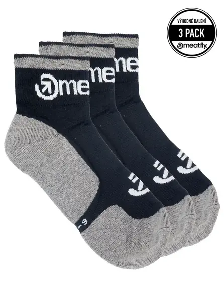 Unisex ponožky meatfly middle triple černá/šedá s